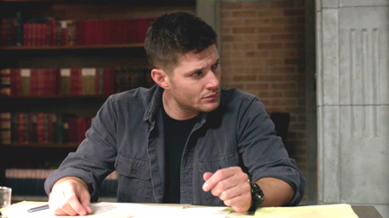 Back at the bunker, Dean listens to Sam tell him about Abaddon's plans for a demon army. Back at the bunker, Dean listens to Sam tell him about Abaddon's plans for a demon army.